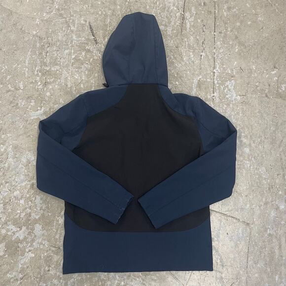 HEB Employee Jacket Mens Medium Blue Black Full Zip Soft Shell Hooded Lined - Picture 2 of 11